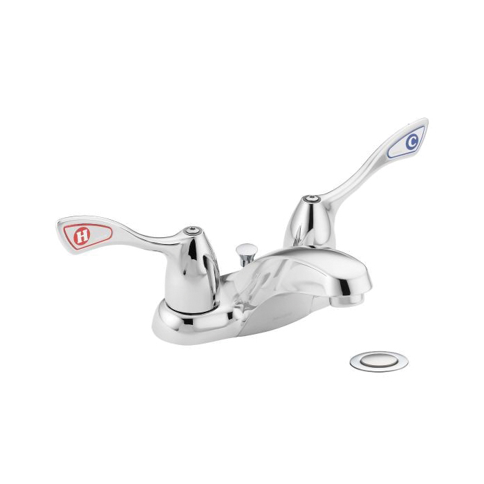 Moen® 8820 Centerset Bathroom Faucet, M-BITION™, Chrome Plated, 2 Handles, Metal Pop-Up Drain, 1.2 gpm