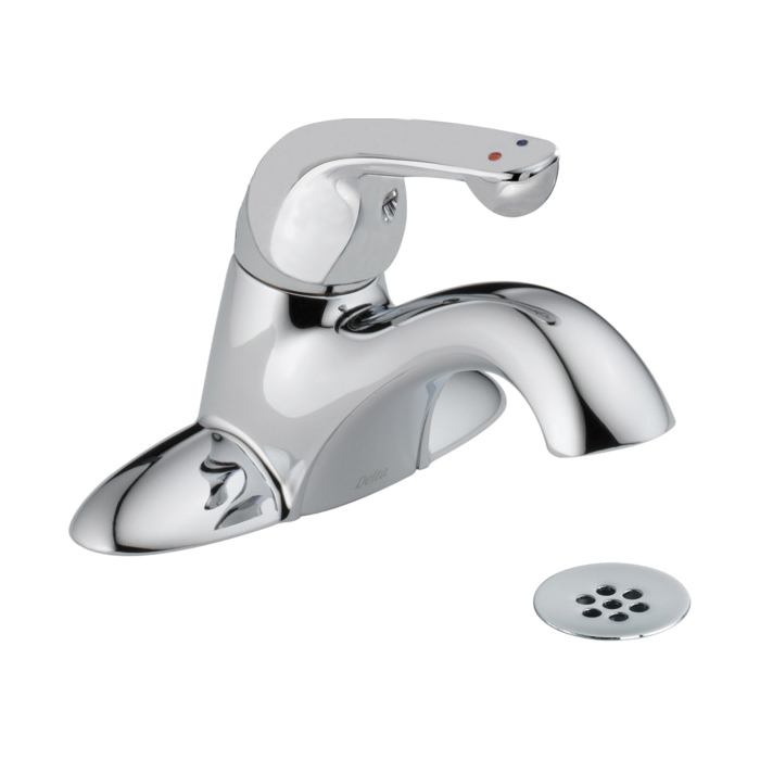 DELTA® 523LF-TGMHDF Centerset Lavatory Faucet, HDF®, Chrome Plated, 1 Handles, Grid Strainer Drain, 0.35 gpm