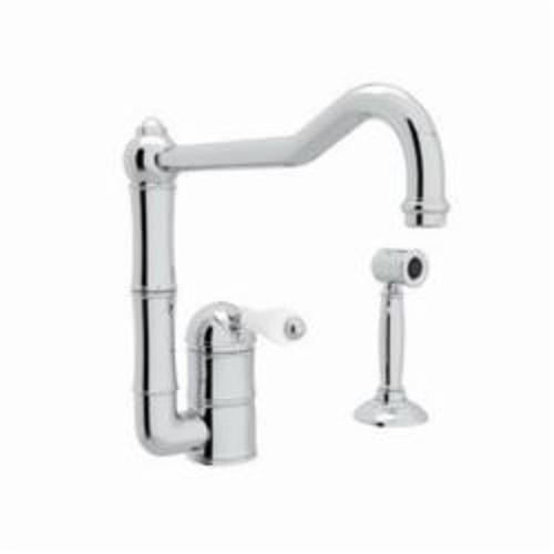 A3608/11LPWS-APC-2 Acqui® Extended Spout Kitchen Faucet With Side Spray, Porcelain Lever, Polished Chrome