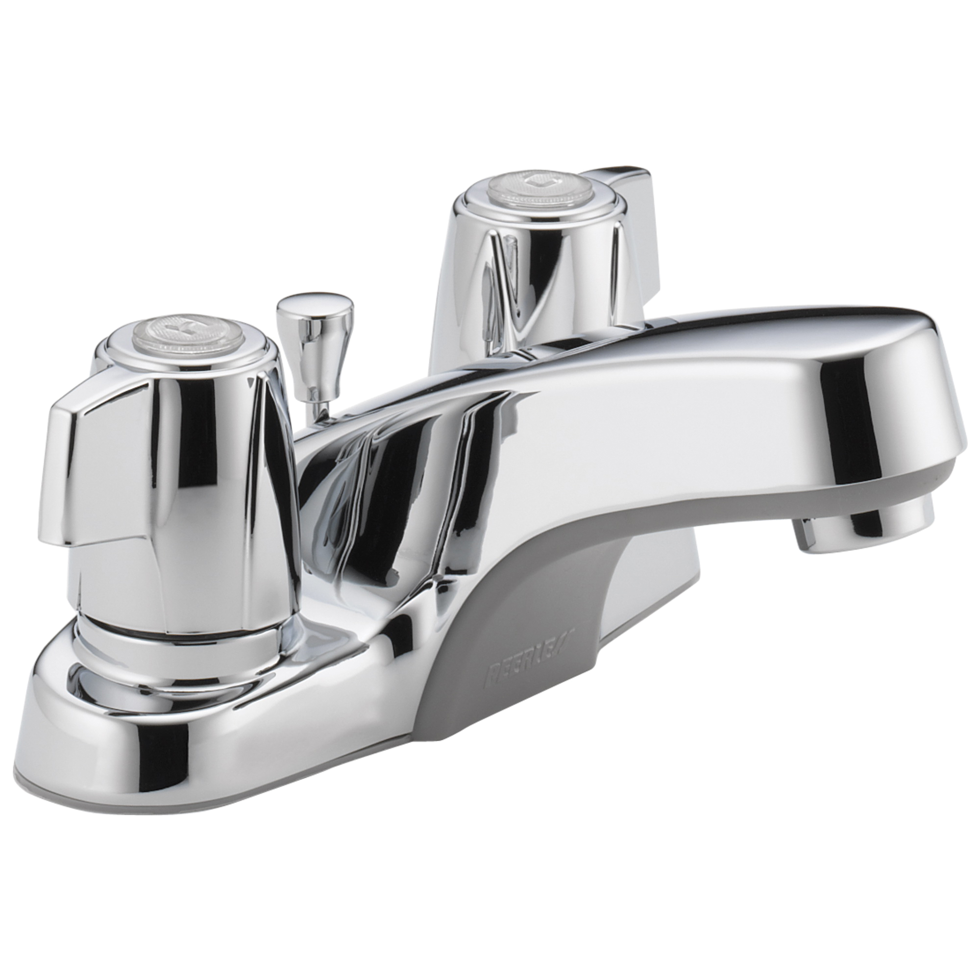 Peerless® P246LF-M Centerset Lavatory Faucet, Chrome Plated, 2 Handles, Metal Pop-Up Drain, 1.2 gpm