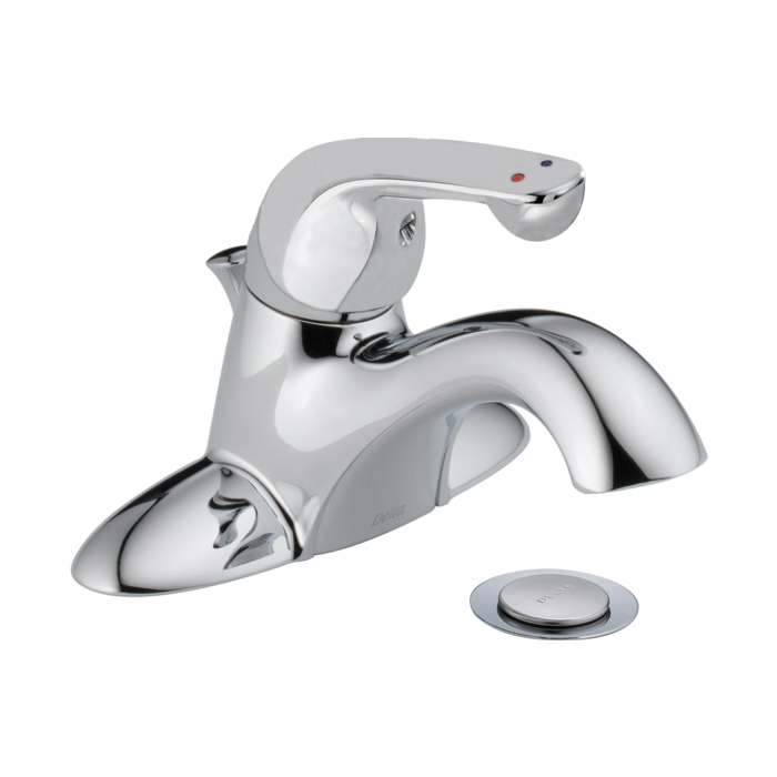 DELTA® 520LF-TGMHDF Centerset Lavatory Faucet, HDF®, Chrome Plated, 1 Handles, Metal Pop-Up Drain, 0.35 gpm