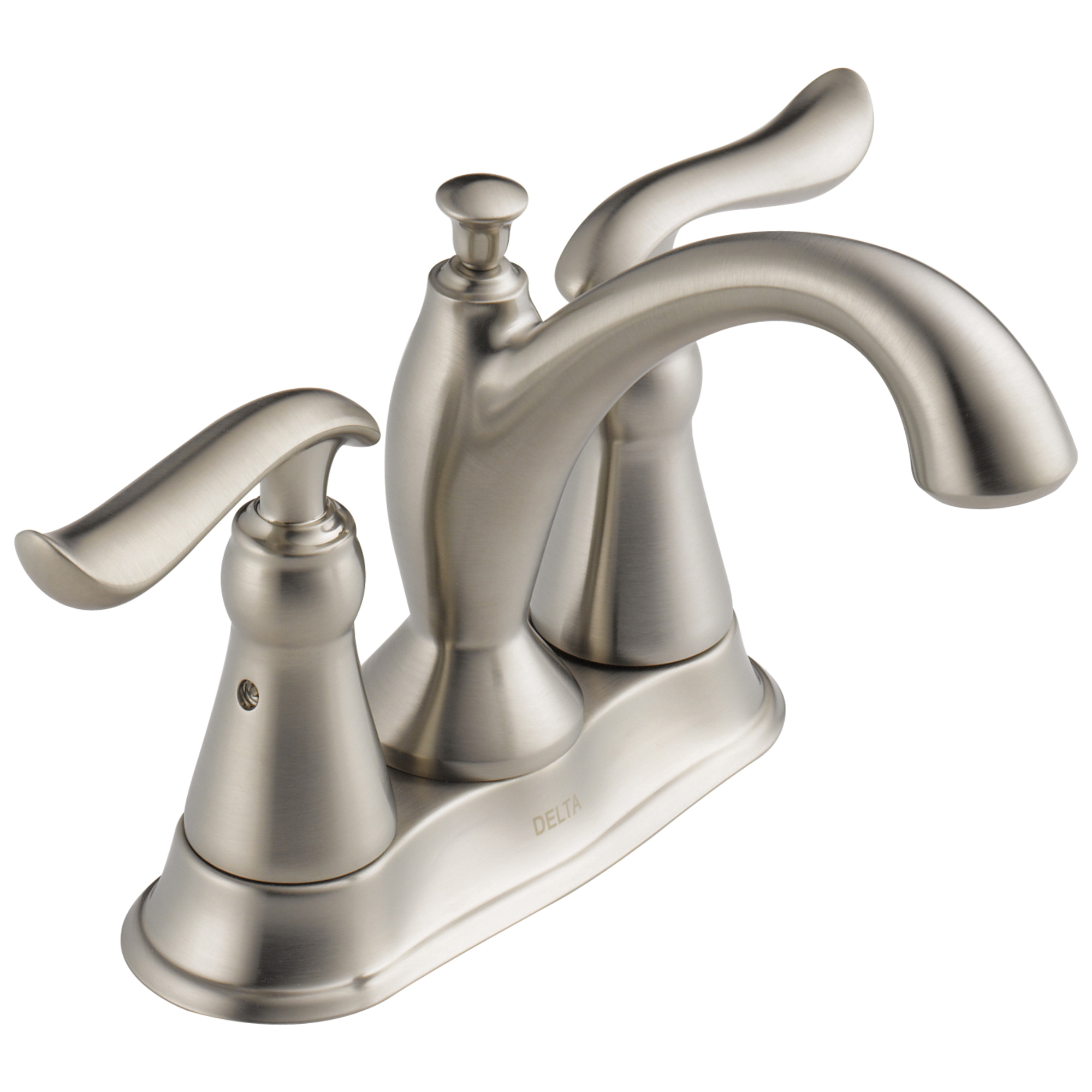 DELTA® 2594-SSTP-DST Tract-Pack™ Centerset Lavatory Faucet, Linden™, Stainless Steel, 2 Handles, 50/50 Pop-Up Drain, 1.2 gpm