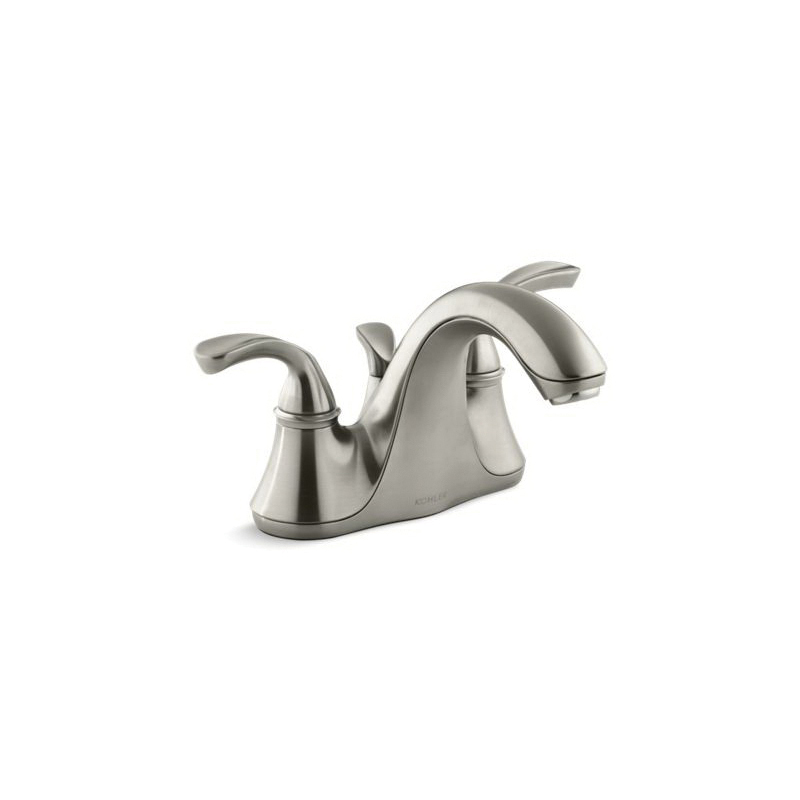 Kohler® 10270-4-BN Centerset Bathroom Sink Faucet, Forte®, Vibrant® Brushed Nickel, 2 Handles, Metal Pop-Up Drain, 1.2 gpm