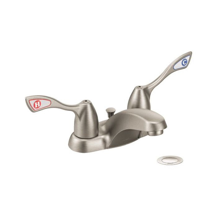Moen® 8820CBN Centerset Bathroom Faucet, M-BITION™, Classic Brushed Nickel, 2 Handles, Metal Pop-Up Drain, 1.2 gpm