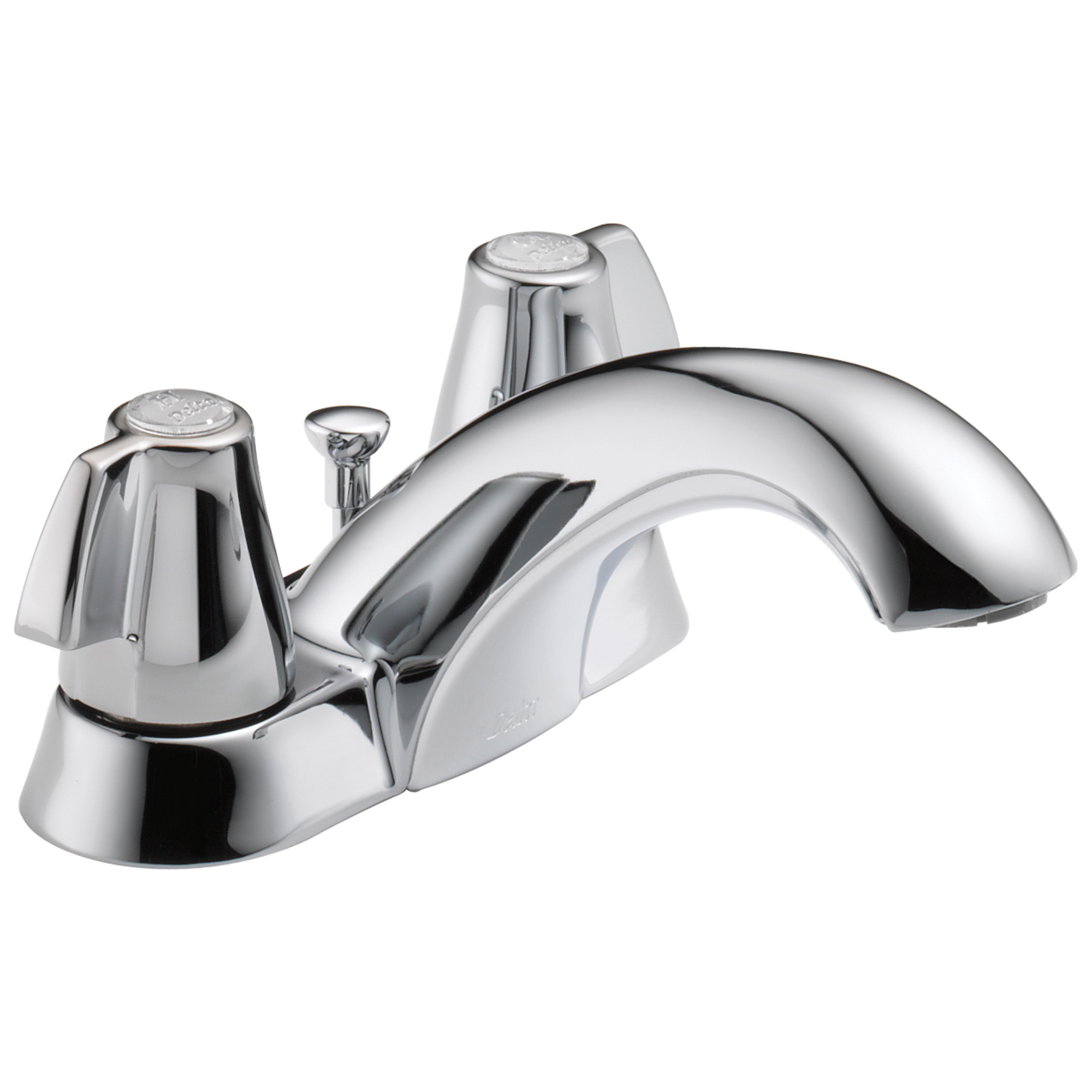 DELTA® 2520LF-MPU Centerset Lavatory Faucet, Classic, Chrome Plated, 2 Handles, Metal Pop-Up Drain, 1.2 gpm