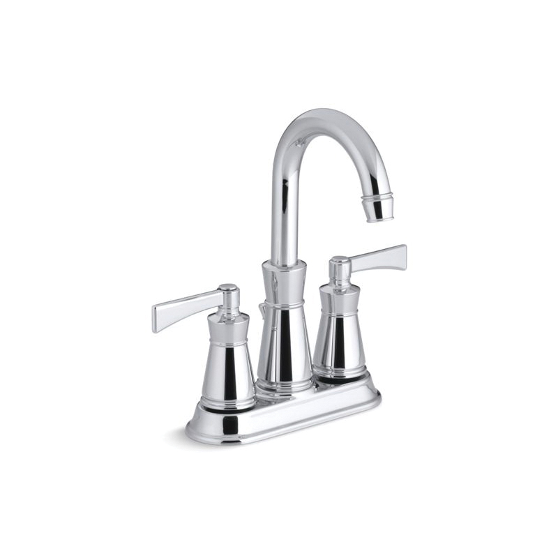 Kohler® 11075-4-CP Centerset Bathroom Sink Faucet, Archer®, Polished Chrome, 2 Handles, Pop-Up Drain, 1.2 gpm - Discontinued
