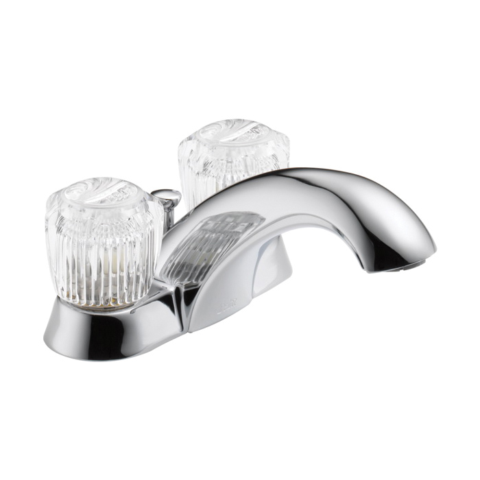 DELTA® 2522LF-TP Tract-Pack™ Centerset Lavatory Faucet, Classic, Chrome Plated, 2 Handles, 50/50 Pop-Up Drain, 1.2 gpm