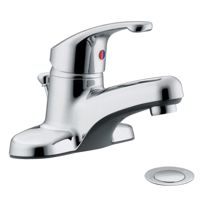 Moen® CA47711L Centerset Bathroom Faucet, Flagstone™, Chrome Plated, 1 Handles, 50/50 Pop-Up Drain, 1.2 gpm