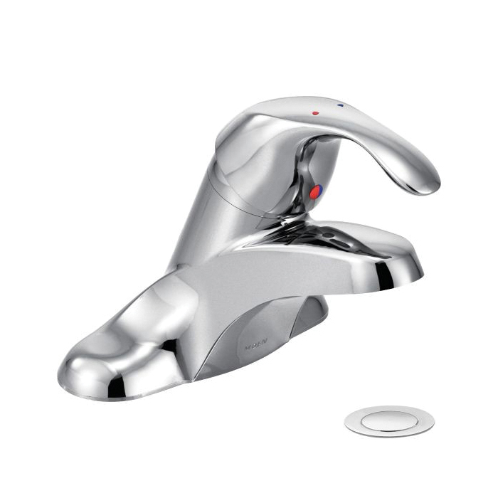 Moen® 8437 Centerset Bathroom Faucet, M-BITION™, Chrome Plated, 1 Handles, Metal Pop-Up Drain, 1.2 gpm