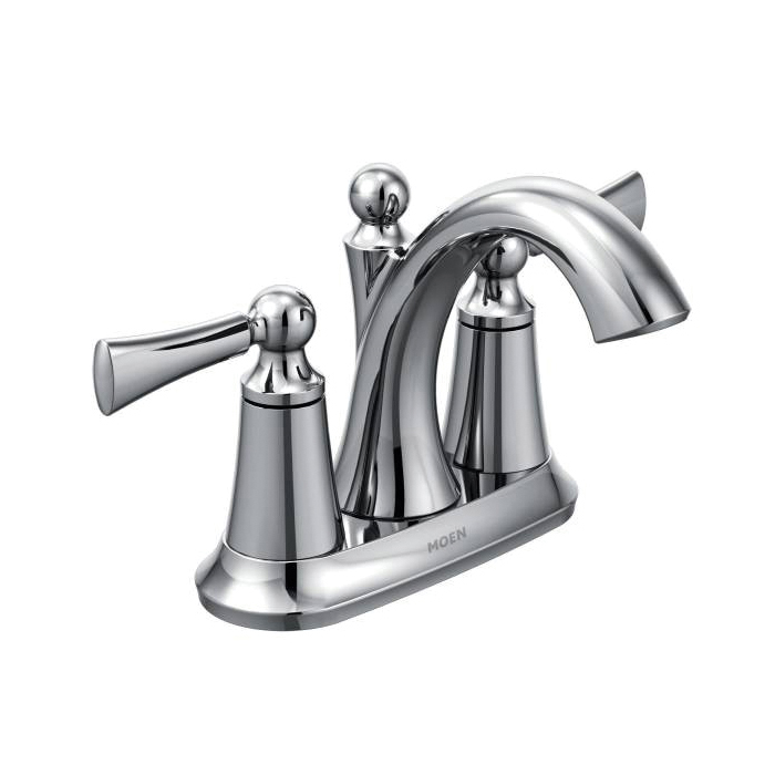 Moen® 4505 Centerset Bathroom Faucet, Wynford™, Chrome Plated, 2 Handles, Metal Pop-Up Drain, 1.5 gpm
