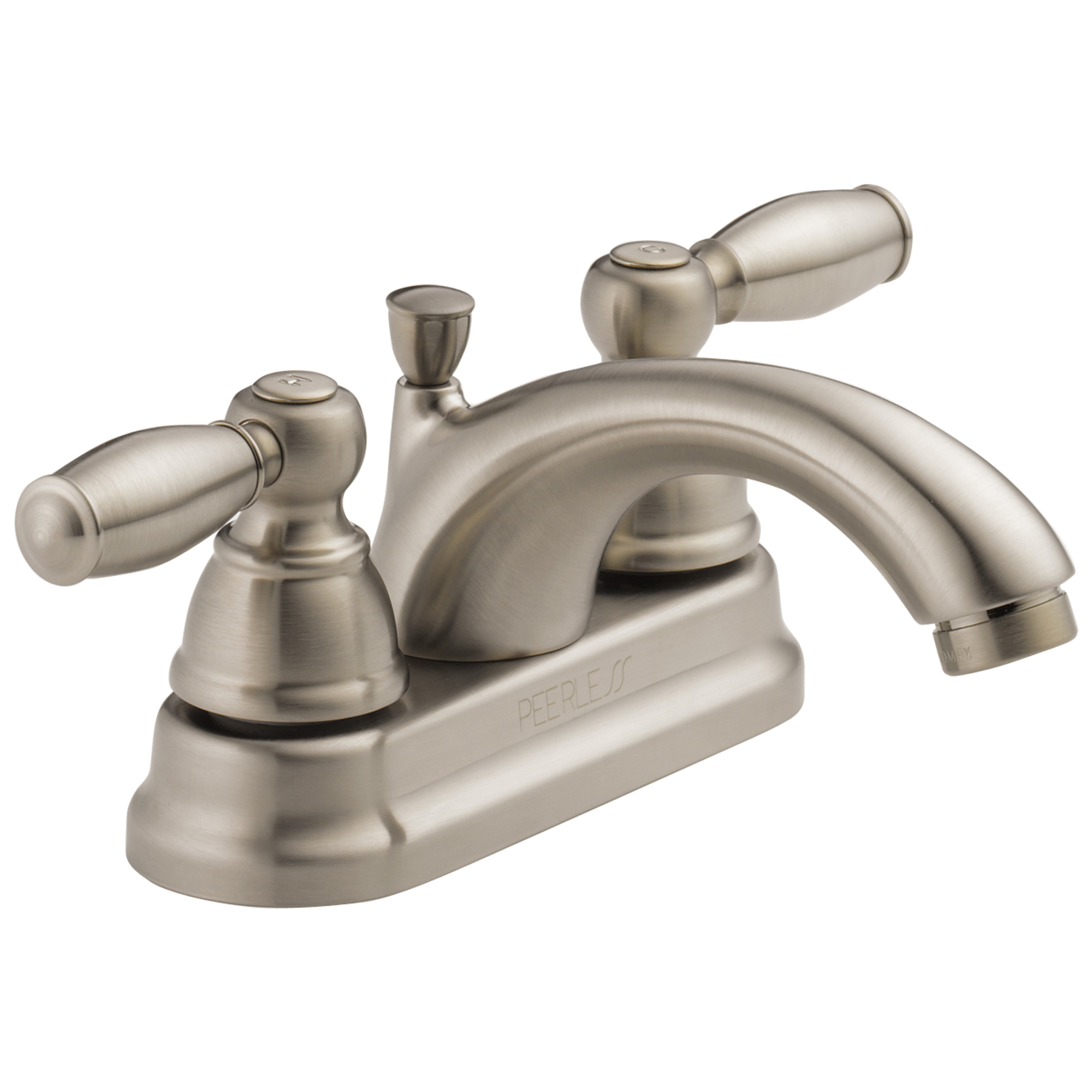 Peerless® P299675LF-BN Centerset Lavatory Faucet, Brushed Nickel, 2 Handles, Pop-Up Drain, 1.2 gpm