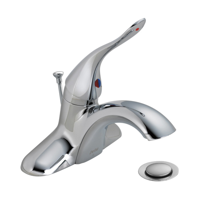 DELTA® 515LF-HDF Centerset Lavatory Faucet, HDF®, Chrome Plated, 1 Handles, Metal Pop-Up Drain, 1.2 gpm