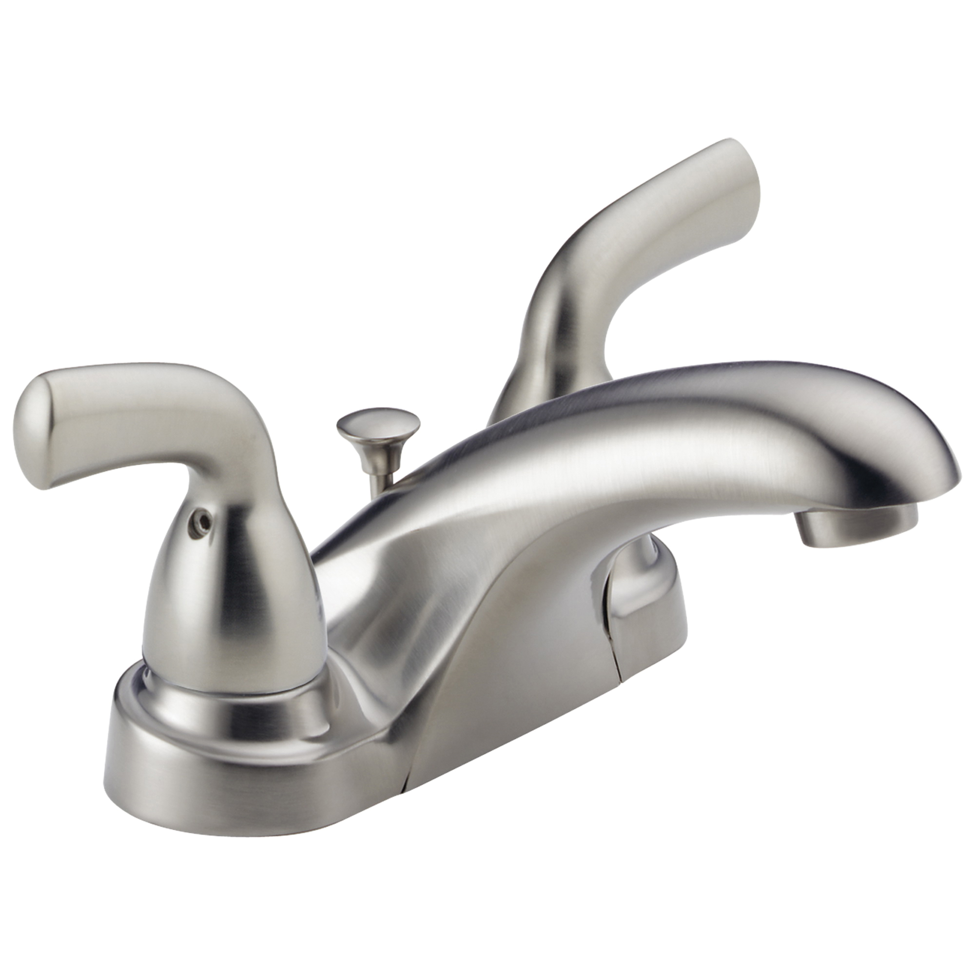 DELTA® B2510LF-SS Centerset Lavatory Faucet, Foundations®, Stainless Steel, 2 Handles, Pop-Up Drain, 1.2 gpm