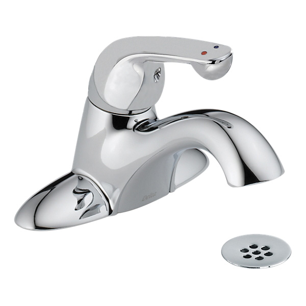 DELTA® 523LF-HDF Centerset Lavatory Faucet, HDF®, Chrome Plated, 1 Handles, Grid Strainer Drain, 1.2 gpm