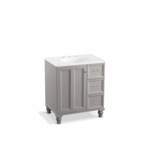 99517-LGR-1WT Damask® Bathroom Vanity Cabinet With Furniture Legs, Free Standing Mount, Mohair Gray Cabinet