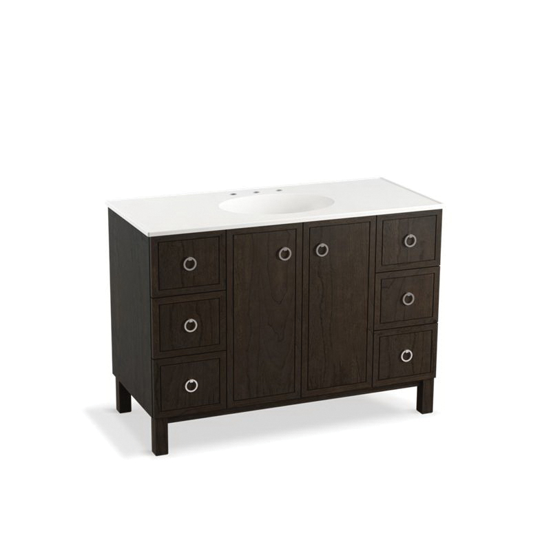 99509-LGSD-1WC Jacquard™ Standard Bathroom Vanity Cabinet With Furniture Leg, Free Standing Mount, Felt Gray Cabinet - Discontinued