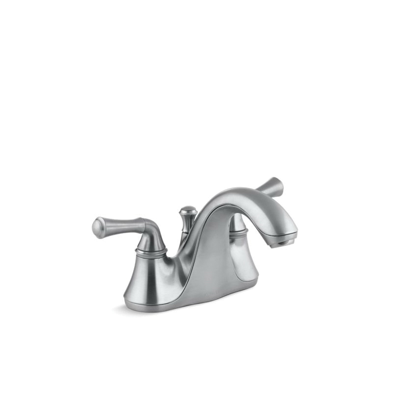 Kohler® 10270-4A-G Centerset Bathroom Sink Faucet, Forte®, Brushed Chrome, 2 Handles, Metal Pop-Up Drain, 1.2 gpm