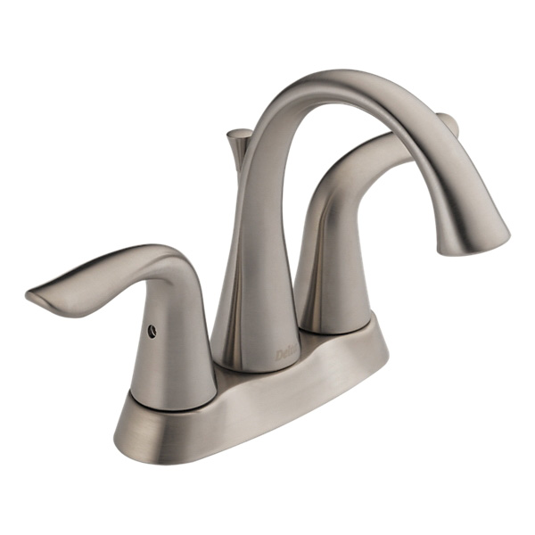 DELTA® 2538-SSTP-DST Tract-Pack™ Centerset Lavatory Faucet, Lahara®, Stainless Steel, 2 Handles, 50/50 Pop-Up Drain, 1.2 gpm
