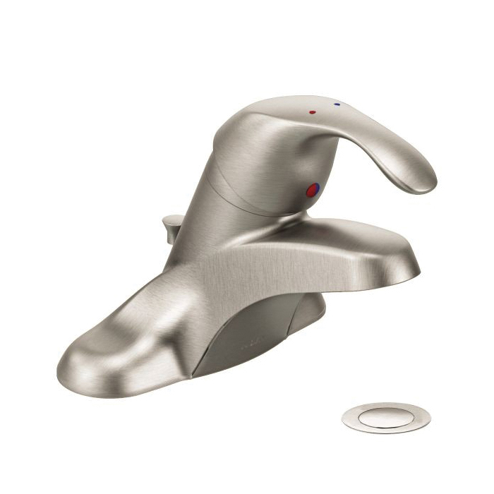Moen® 8437CBN Centerset Bathroom Faucet, M-BITION™, Classic Brushed Nickel, 1 Handles, Metal Pop-Up Drain, 1.2 gpm