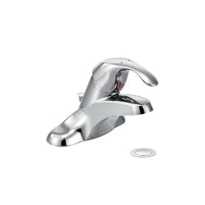 Moen® 8432F05 Centerset Bathroom Faucet, M-BITION™, Chrome Plated, 1 Handles, Metal Pop-Up Drain, 0.5 gpm