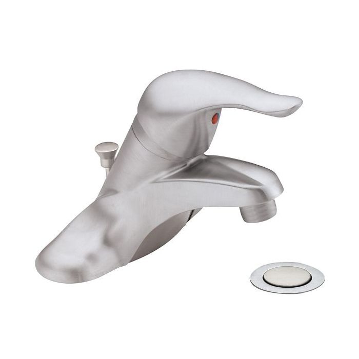 Moen® L4631BC Centerset Bathroom Faucet, Chateau®, Brushed Chrome, 1 Handles, Metal Pop-Up Drain, 1.5 gpm