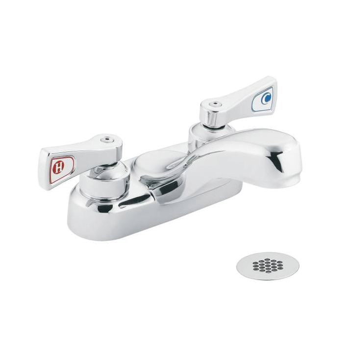 Moen® 8218 Centerset Lavatory Faucet, M-DURA™, Chrome Plated, 2 Handles, 2.2 gpm