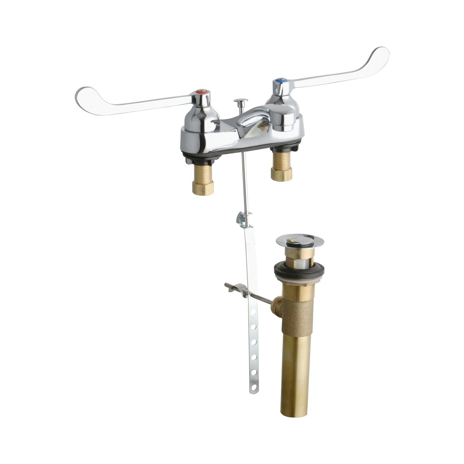 LK403T6 Exposed Centerset Bathroom Faucet, Chrome Plated, 2 Handles, Pop-Up Drain, 2.2 gpm