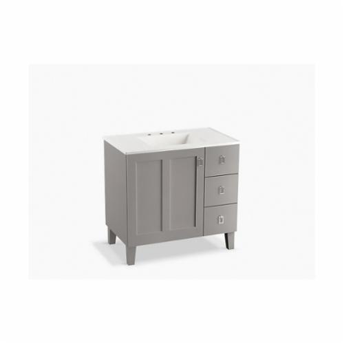 99533-LGR-1WT Poplin® Bathroom Vanity Cabinet With Furniture Legs, Free Standing Mount, Mohair Gray Cabinet