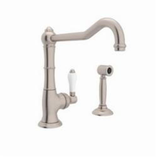 A3650/11LMWS-STN-2 Italian Country Kitchen Cinquanta Kitchen Faucet With Side Spray and Extended Spout, Satin Nickel