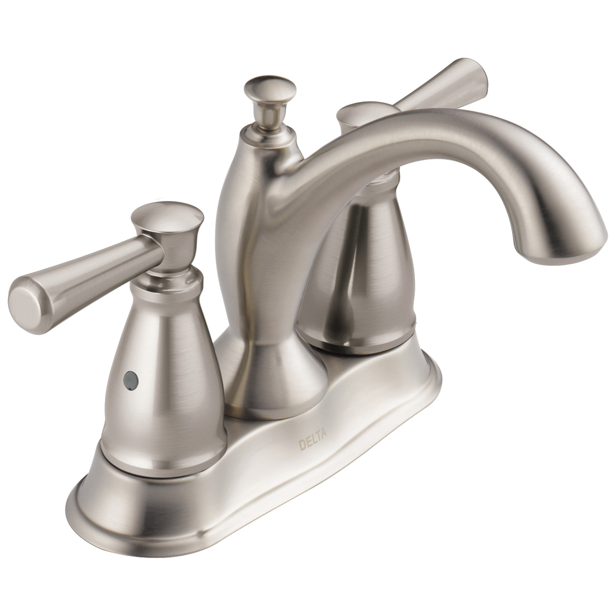 DELTA® 2593-SSTP-DST Tract-Pack™ Centerset Lavatory Faucet, Linden™, Stainless Steel, 2 Handles, 50/50 Pop-Up Drain, 1.2 gpm
