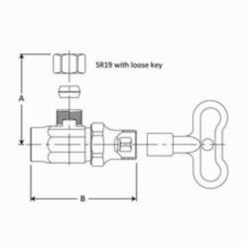 SR19X C MultiTurn Angle Stop With Loose Key, Brass Body, Chrome Plated