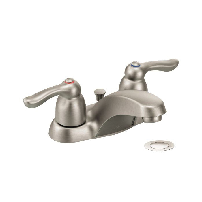 Moen® 8917CBN Centerset Bathroom Faucet, M-BITION™, Classic Brushed Nickel, 2 Handles, Metal Pop-Up Drain, 1.2 gpm
