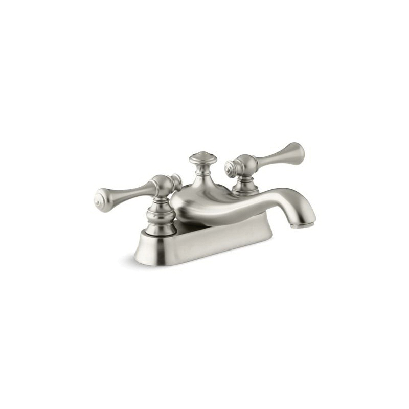 Kohler® 16100-4A-BN Centerset Bathroom Sink Faucet, Revival®, Vibrant® Brushed Nickel, 2 Handles, Metal Pop-Up Drain, 1.2 gpm