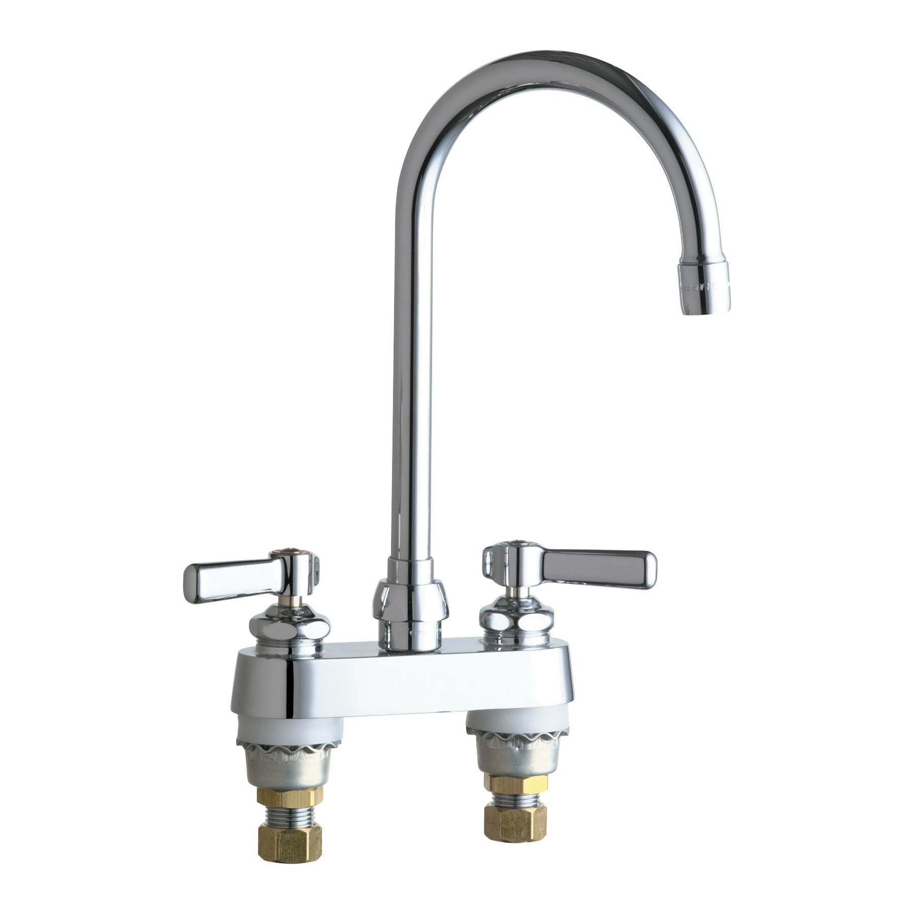 Chicago Faucet® 895-GN2AE3ABCP Lavatory Sink Faucet, Chrome Plated, 2 Handles, 2.2 gpm