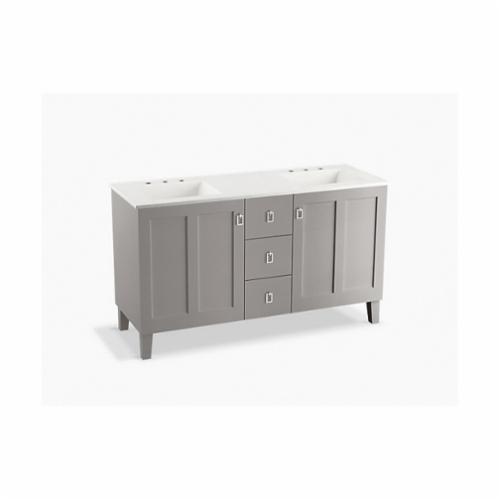 Kohler® 99537-LG-1WT Poplin® Bathroom Vanity Cabinet With Furniture Legs, Free Standing Mount, Mohair Gray Cabinet
