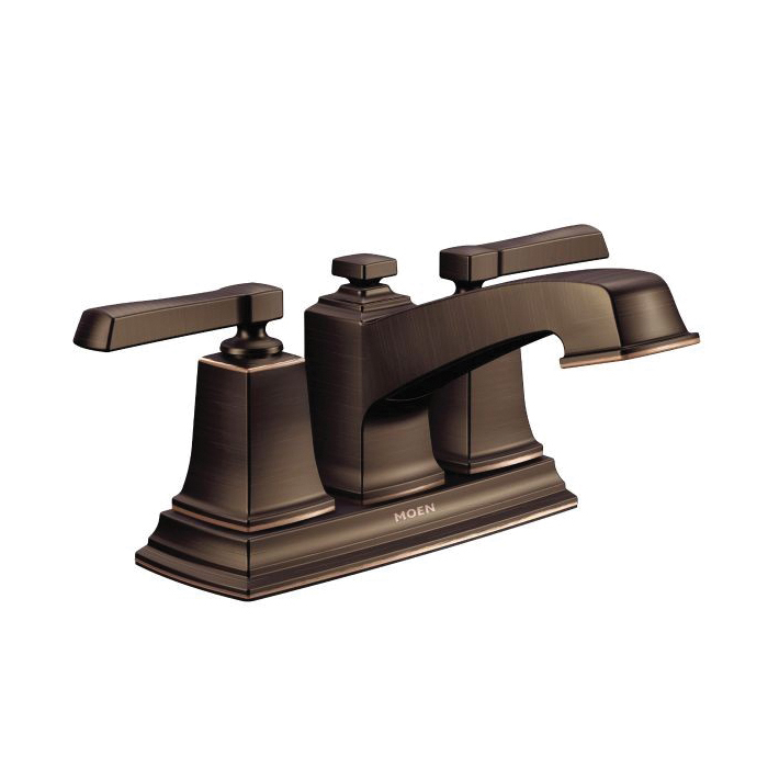 Moen® 6010BRB Centerset Bathroom Faucet, Boardwalk™, Mediterranean Bronze, 2 Handles, Pop-Up Drain, 1.5 gpm