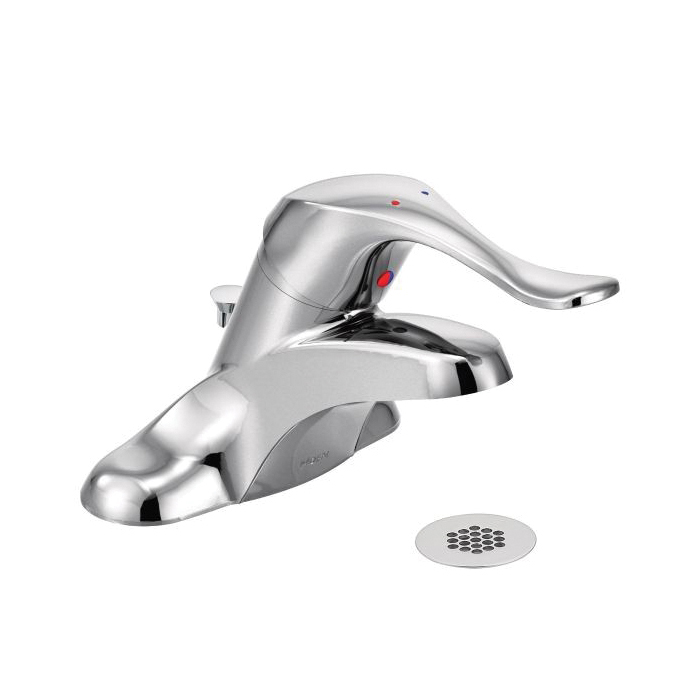 Moen® 8425 Centerset Bathroom Faucet, M-BITION™, Chrome Plated, 1 Handles, Grid Strainer Drain, 1.2 gpm