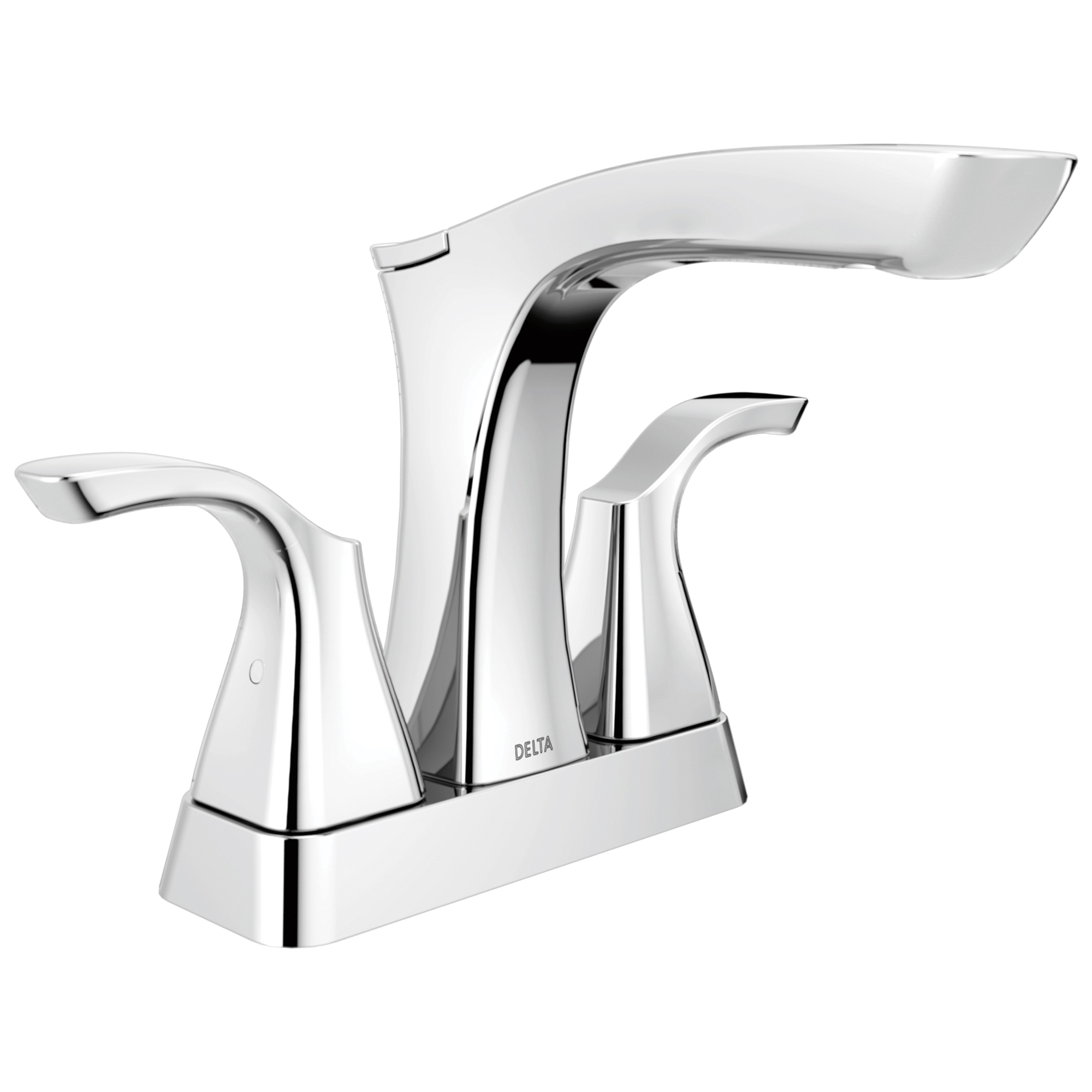 DELTA® 2552-MPU-DST Centerset Lavatory Faucet, Tesla®, Chrome Plated, 2 Handles, Metal Pop-Up Drain, 1.2 gpm