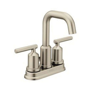 Moen® 6150BN Bathroom Faucet, Gibson™, Brushed Nickel, 2 Handles, Pop-Up Drain, 1.2 gpm