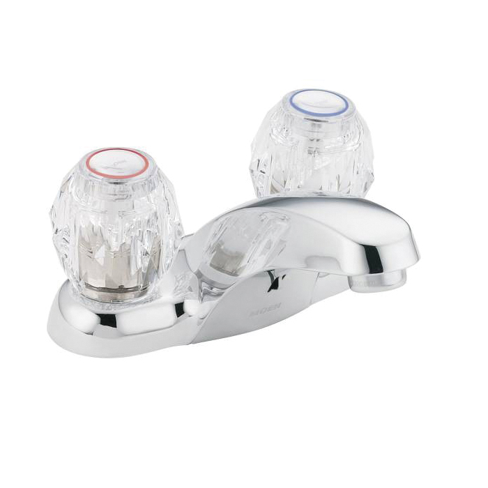 Moen® 64900 Centerset Bathroom Faucet, Chateau®, Chrome Plated, 2 Handles, 1.2 gpm