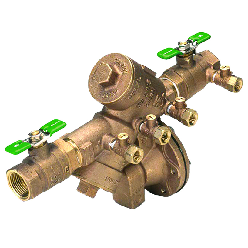 975XL2-H 1-1/4 Y-Pattern Backflow Preventer, Quarter-Turn Ball Valve, Cast Bronze Body