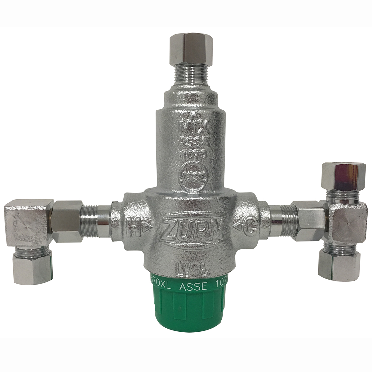 Zurn® Wilkins Aqua-Gard® 38-ZW3870XLT-4P Thermostatic Mixing Valve With 4-Port, 3/8 in, Compression, 145 psi, 3.1 gpm Flow, Cast Bronze Body