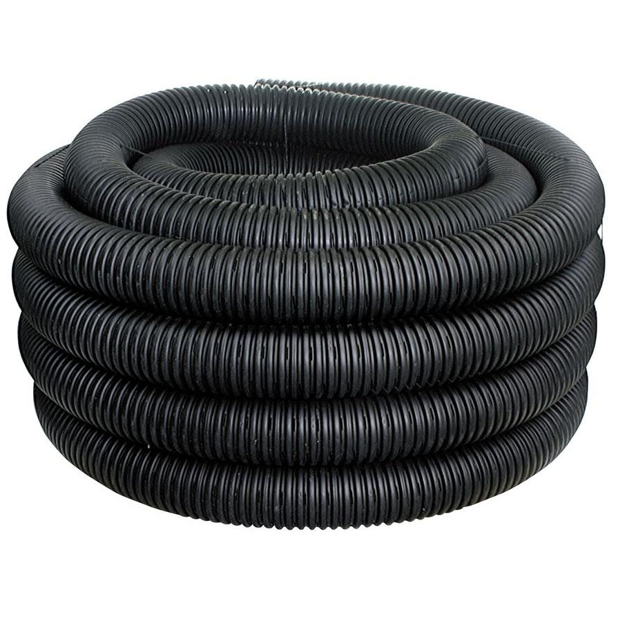 ADS® 06730100BS Perforated Plain End Drainage Pipe With Black Sock, 6 in Dia x 100 ft L, Single Wall, HDPE, Domestic