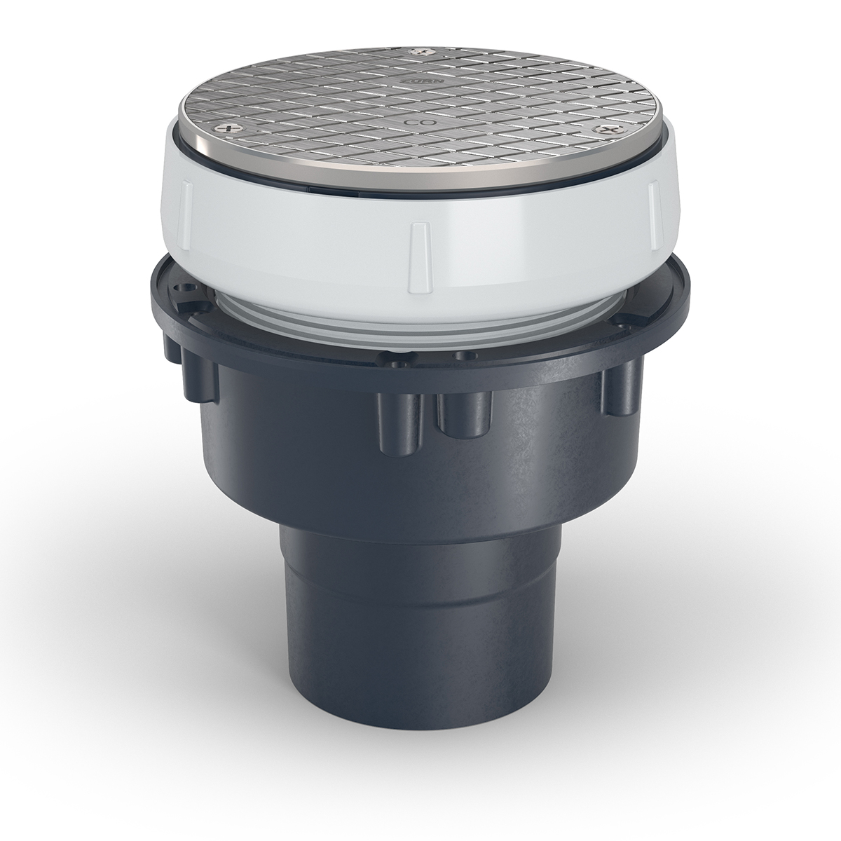 ABS Floor Drain Cleanout – 6 in Round Nickel Bronze Head with 3x4 in Solvent Weld Outlet