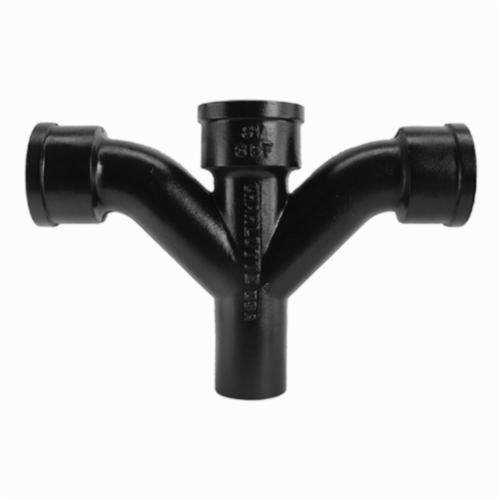 00035F 1200 Long Turn Service Weight Combination Double Wye and Elbow, Cast Iron, Black