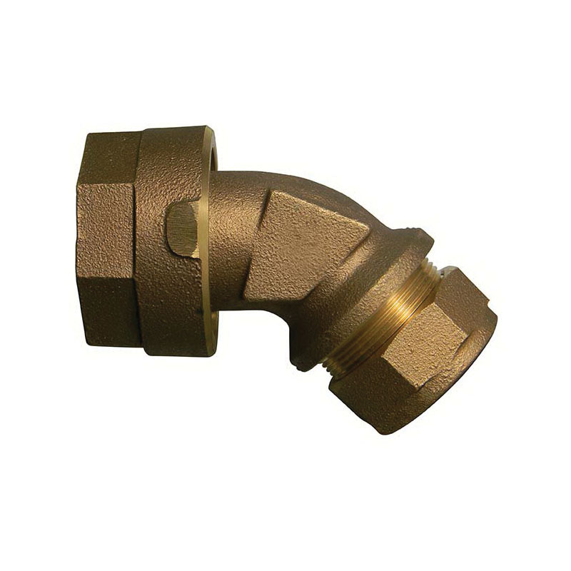 A.Y. McDonald 5182-382, 74750SQ 1/8 Bend Elbow, 3/4 in, Q McQuik CTS Compression x Female C Flare Swivel, Brass, Domestic
