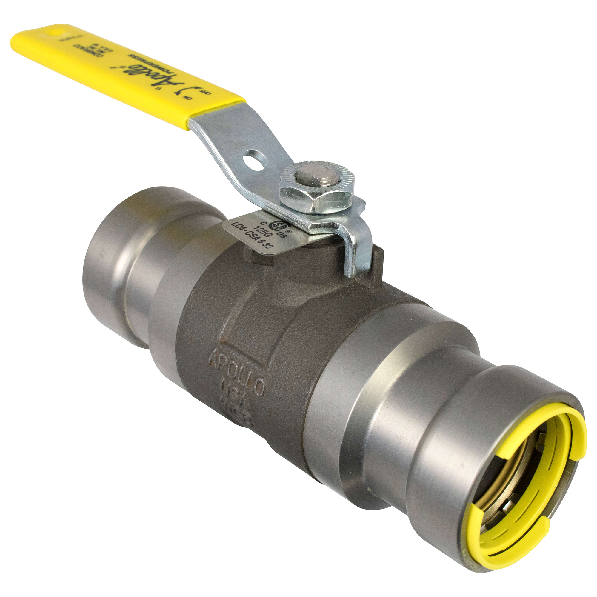 Apollo® POWERPRESS 89FVH4501 Ball Valve With Handle, 1 in, Carbon Steel Body, Full Port, HNBR/PTFE Softgoods, Domestic