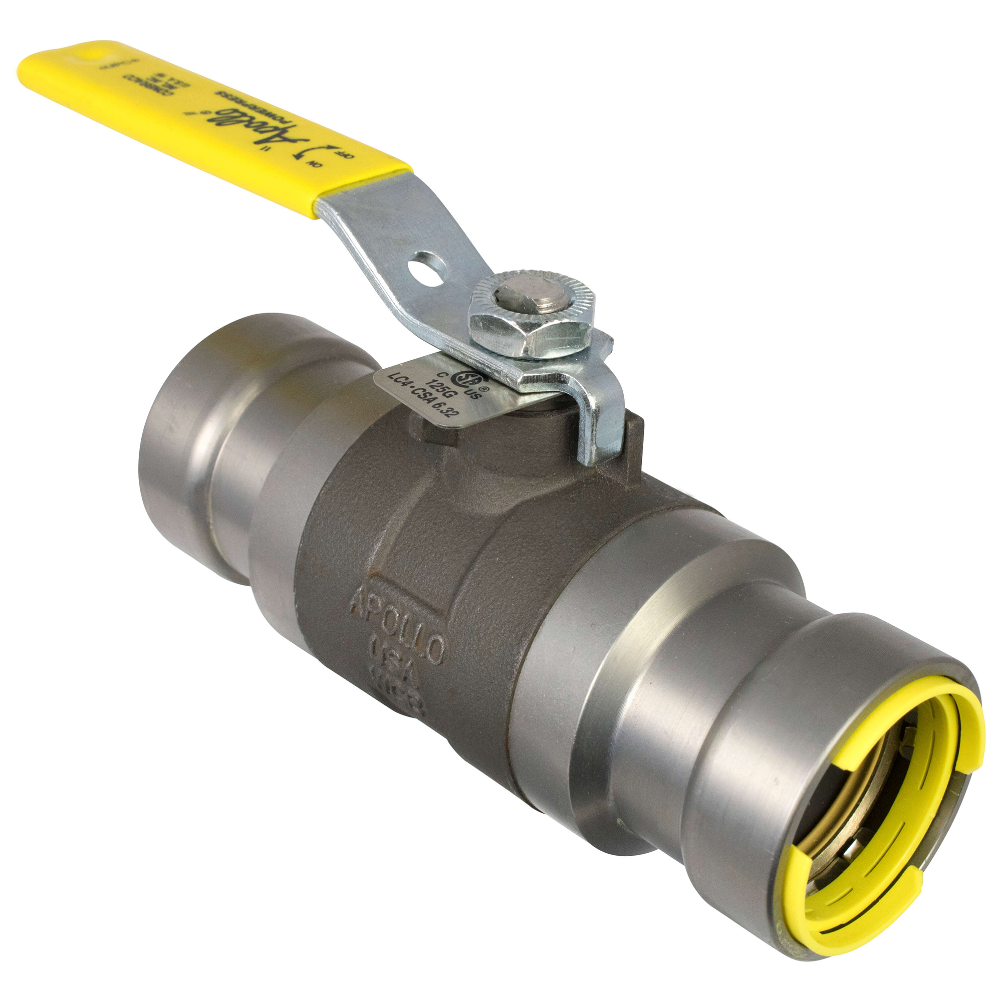 Apollo® POWERPRESS 89FVH4701 Ball Valve With Handle, 1-1/2 in, Carbon Steel Body, Full Port, HNBR/PTFE Softgoods, Domestic