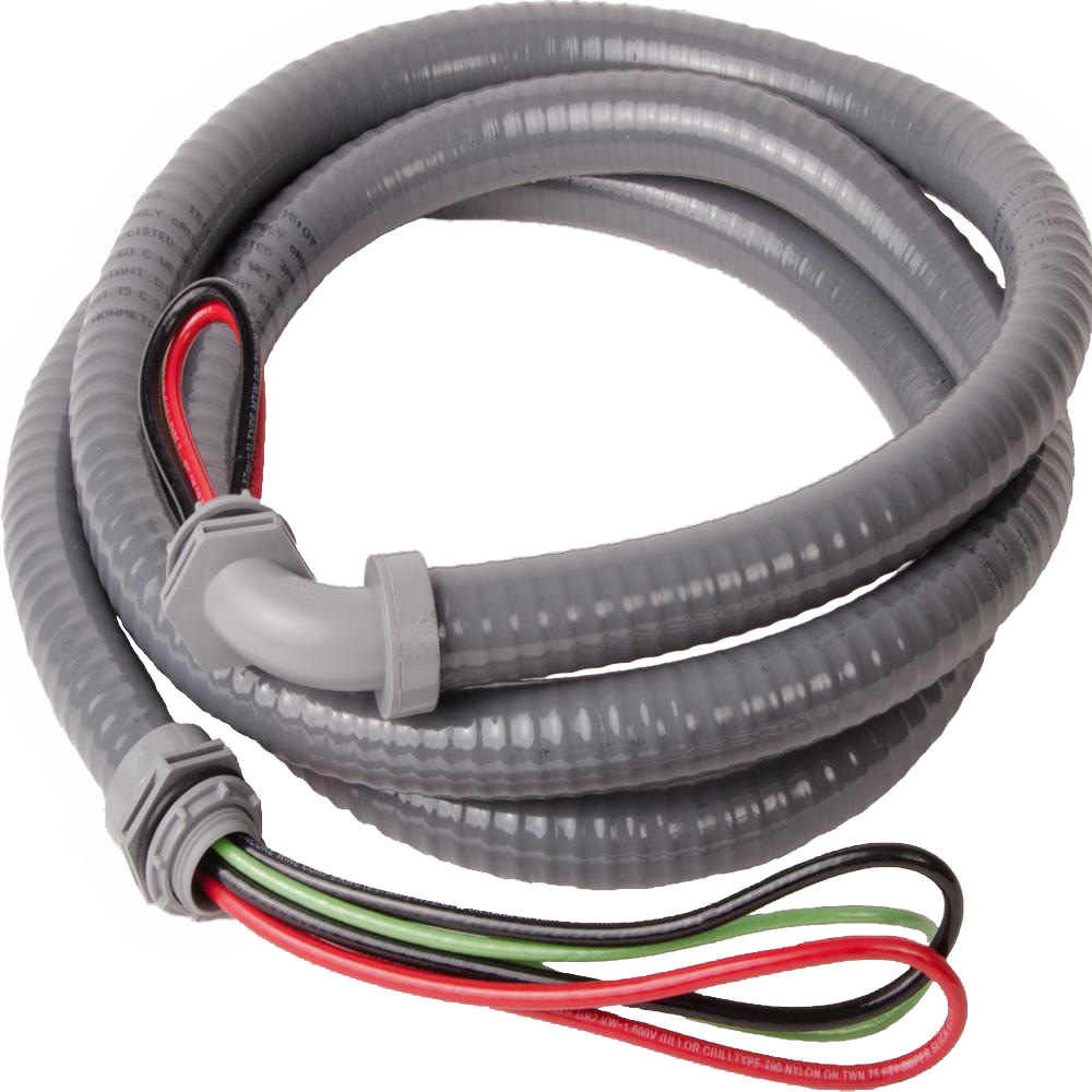 Diversi-Tech 6-12-6 1/2 x 6 Wiring Whip with 1 Straight Connector and 1 90 Degree Connector 