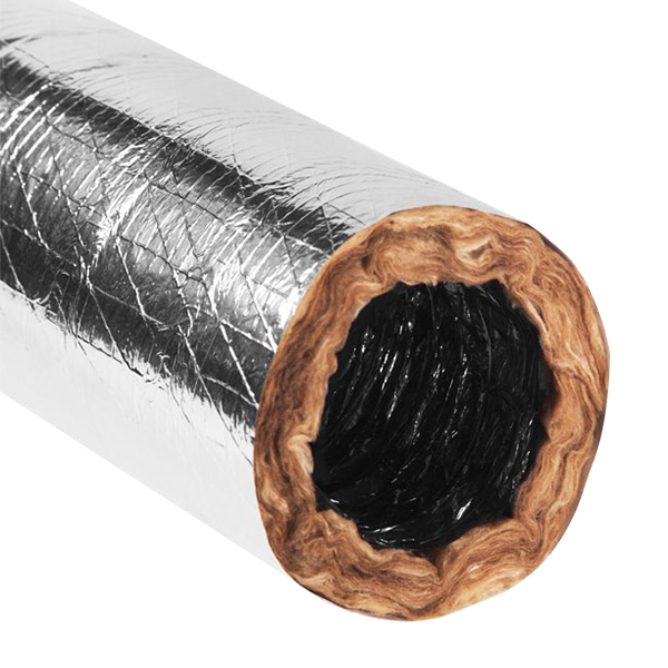 980C Series Rip Stop Flex Duct With R 6.0 Insulation, 9 in Dia, 25 ft L, Fiberglass